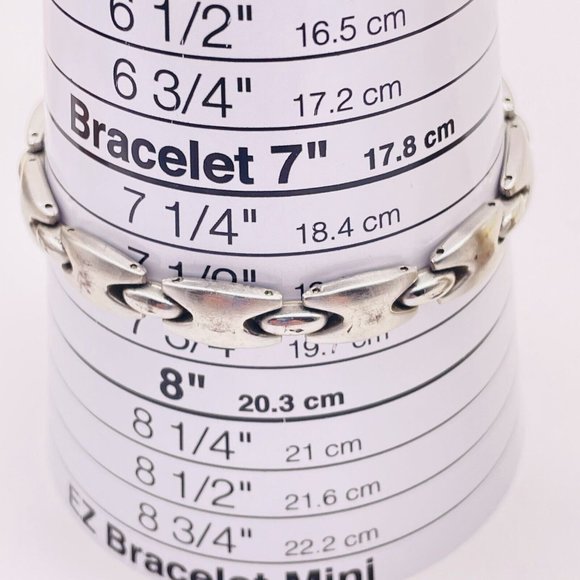 Chunky Link Bracelet Silver Tone Industrial Modernist Classic Career Cosplay - Picture 3 of 6